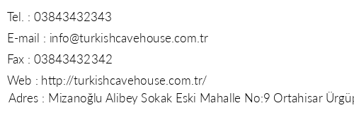 Turkish Cave House telefon numaralar, faks, e-mail, posta adresi ve iletiim bilgileri